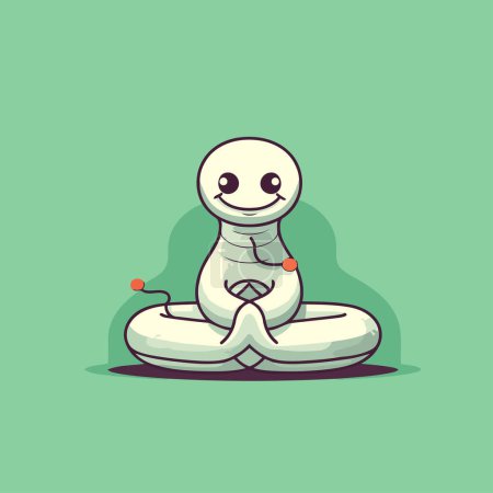 Illustration for Cute cartoon snake meditating in lotus position. Vector illustration. - Royalty Free Image