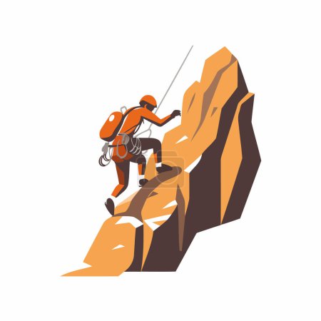 Illustration for Climber on the cliff. Extreme sport vector Illustration. - Royalty Free Image