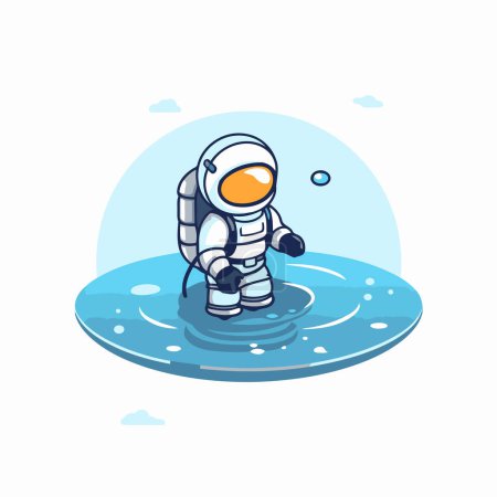 Illustration for Astronaut in the water. Vector illustration. Flat style. - Royalty Free Image