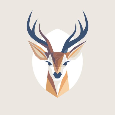 Ilustración de Plantilla de logotipo de cabeza de ciervo. Ilustración vectorial del diseño de la cabeza de ciervo. - Imagen libre de derechos