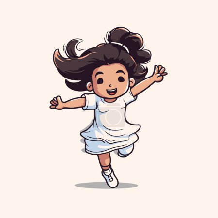 Illustration for Cute little girl jumping isolated on white background. Vector illustration. - Royalty Free Image