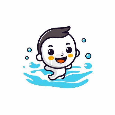 Illustration for Cute Kid Swimming Cartoon Mascot Icon Logo Design Element - Royalty Free Image