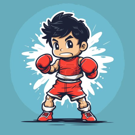 Illustration for Cartoon boxer boy. Vector illustration of a boxer kid with boxing gloves. - Royalty Free Image