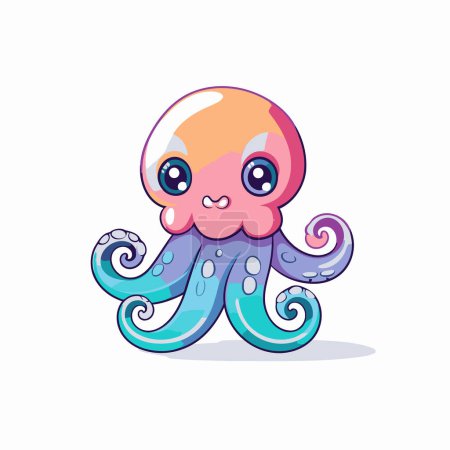 Illustration for Cute cartoon octopus character vector Illustration on a white background - Royalty Free Image