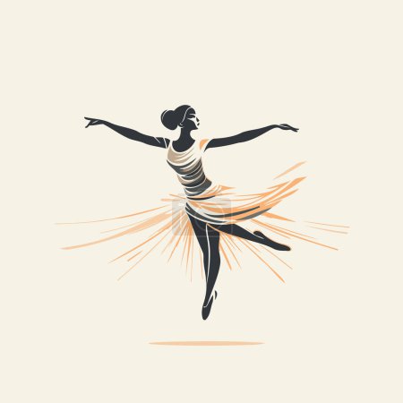 Téléchargez les illustrations : Danseuse de ballet. Illustration vectorielle d'une silhouette de ballerine. - en licence libre de droit