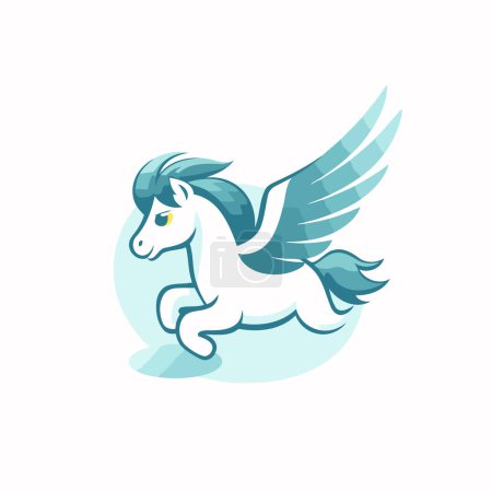 Téléchargez les illustrations : Logo du cheval. Illustration vectorielle d'un cheval blanc aux ailes. - en licence libre de droit