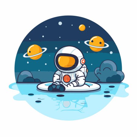 Illustration for Astronaut in outer space. Vector illustration in flat style. - Royalty Free Image