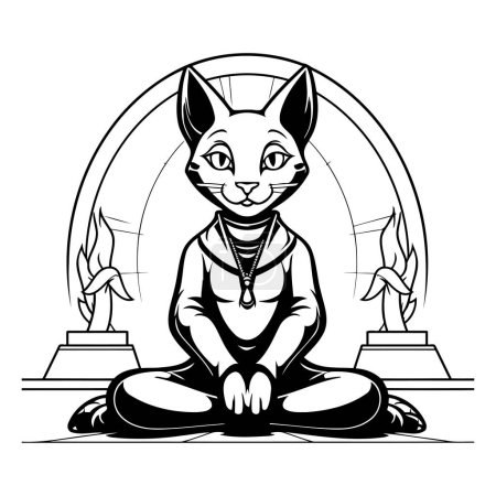 Ilustración de Ilustración vectorial de un conejo sentado en la posición de loto y meditando - Imagen libre de derechos