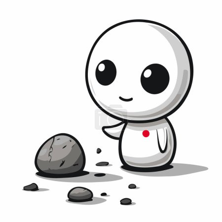 Illustration for Cute snowman with stones on white background. vector illustration. - Royalty Free Image