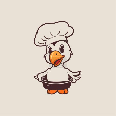 Illustration for Vector illustration of a cute cartoon goose in a chef's hat. - Royalty Free Image