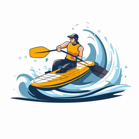 Illustration for Water sport. Canoeing. Vector illustration on white background. - Royalty Free Image