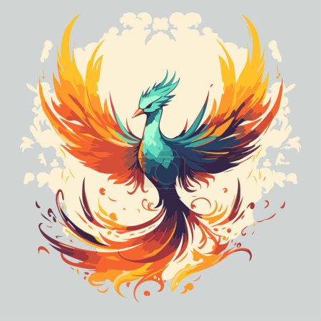 Illustration for Vector illustration of a colorful rooster on grunge background with smoke - Royalty Free Image