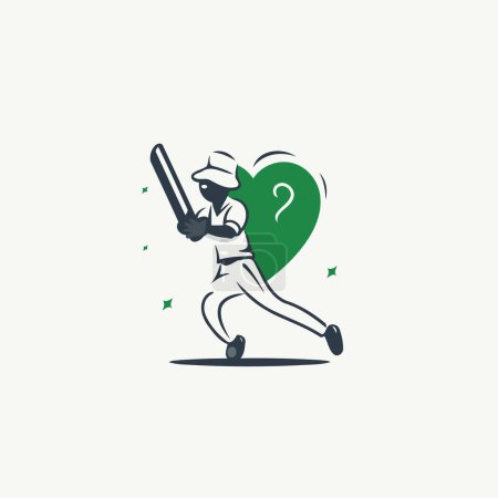 Cricket player with bat and ball. Vector illustration in flat style