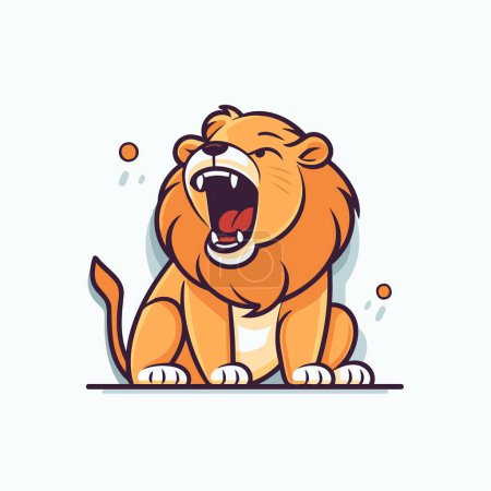 Téléchargez les illustrations : Illustration vectorielle de personnage de dessin animé Lion. Mascotte mignonne d'animal sauvage. - en licence libre de droit