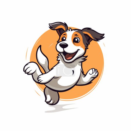 Illustration for Funny cartoon dog jumping. Vector illustration of a dog jumping. - Royalty Free Image