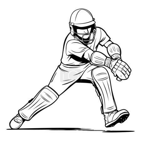 Téléchargez les illustrations : Joueur de cricket en action. Illustration vectorielle prête pour la découpe vinyle. - en licence libre de droit