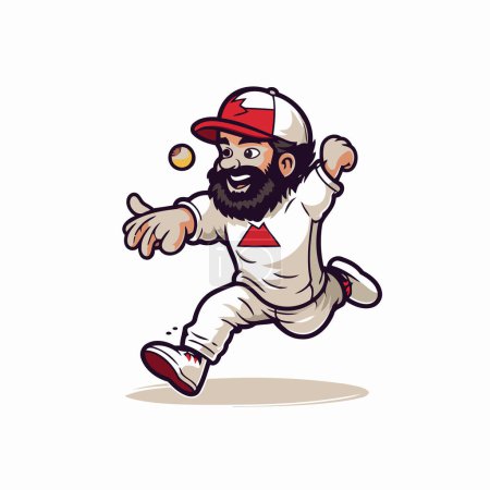 Téléchargez les illustrations : Joueur de base-ball. Illustration vectorielle d'un joueur de baseball dessin animé. - en licence libre de droit