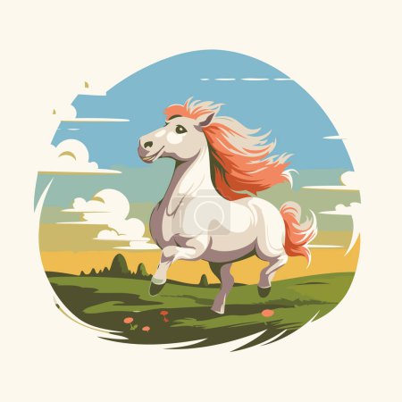Illustration for Horse in the field. Vector illustration of a cartoon horse. - Royalty Free Image