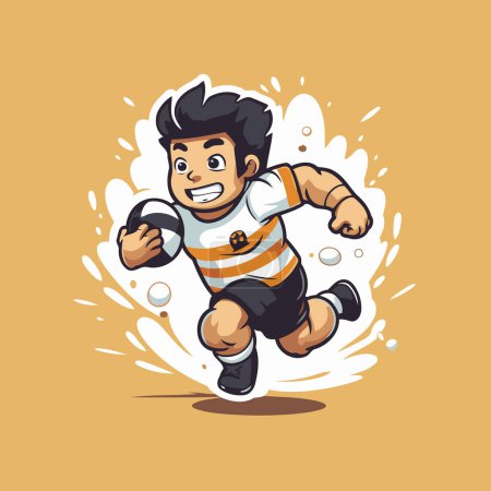 Téléchargez les illustrations : Un joueur de rugby frappe le ballon. Illustration vectorielle. Cartoon style. - en licence libre de droit