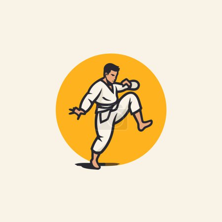Téléchargez les illustrations : Icône de taekwondo. Emblème des arts martiaux. Illustration vectorielle. - en licence libre de droit