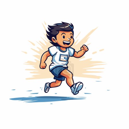 Illustration for Running boy. Vector illustration isolated on white background. Cartoon style. - Royalty Free Image