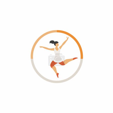 Téléchargez les illustrations : Icône de saut femme dans un style de couleur plate. Entraînement de fitness gymnaste - en licence libre de droit