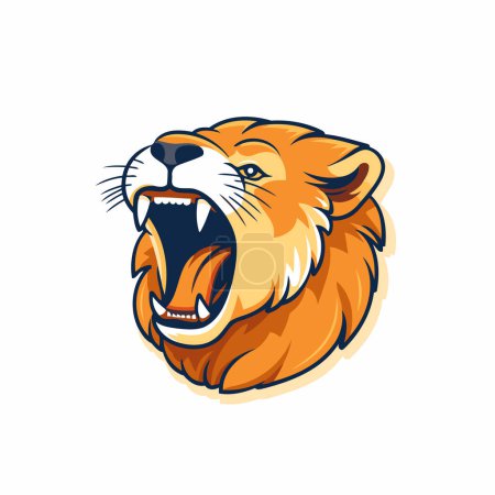 Téléchargez les illustrations : Mascotte de tête de lion logo. Modèle de logo vecteur tête de lion pour l'équipe sportive - en licence libre de droit