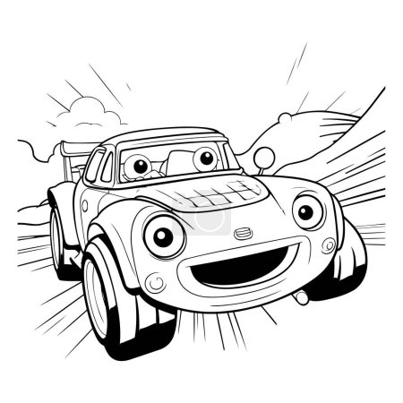 Illustration for Black and White Cartoon Illustration of Funny Old Car for Coloring Book - Royalty Free Image