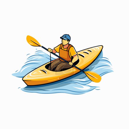 Illustration for Kayaking vector icon. Cartoon illustration of kayak vector icon for web design - Royalty Free Image