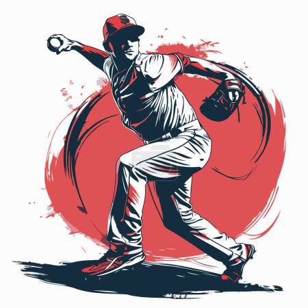 Ilustración de Jugador de béisbol. Ilustración vectorial del jugador de béisbol en acción. - Imagen libre de derechos