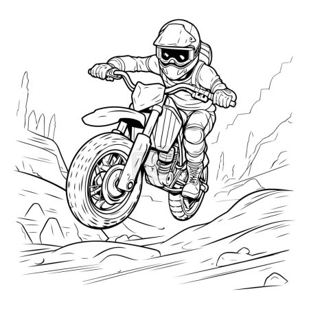 Illustration for Vector illustration of a motocross rider on the race track. - Royalty Free Image