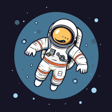 Illustration for Astronaut in outer space. Cartoon vector illustration for your design - Royalty Free Image