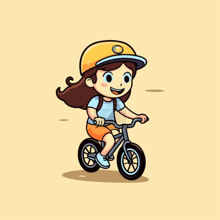 Illustration for Cute little girl riding a bicycle. Vector illustration. Cartoon style. - Royalty Free Image