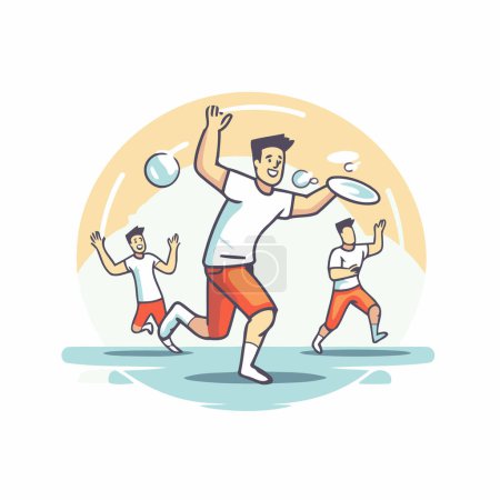 Ilustración de Jugador de fútbol con pelota. Ilustración vectorial en estilo plano de dibujos animados. - Imagen libre de derechos