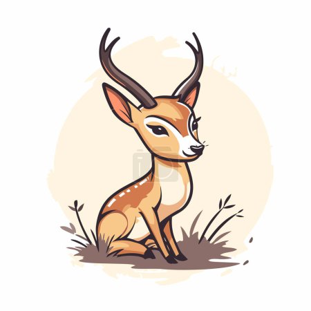 Téléchargez les illustrations : Image vectorielle d'une jeune antilope sur fond d'herbe. - en licence libre de droit