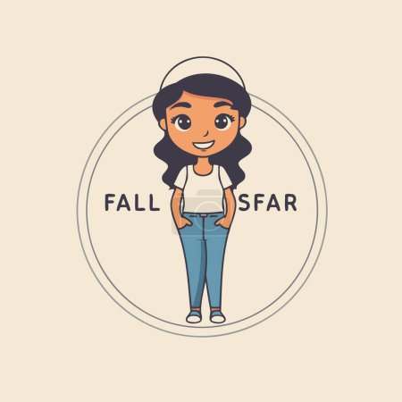 Illustration for Fashion girl. Vector illustration in flat style. Cartoon style. - Royalty Free Image