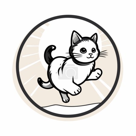 Téléchargez les illustrations : Mignon chat dessin animé sur un fond blanc. Illustration vectorielle pour votre design - en licence libre de droit