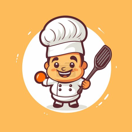 Illustration for Chef Boy Cartoon Mascot Character Cute Vector Illustration - Royalty Free Image