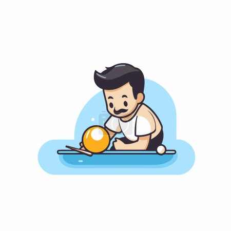 Ilustración de Hombre jugando al tenis de mesa. Ilustración vectorial en estilo plano aislado sobre fondo blanco. - Imagen libre de derechos