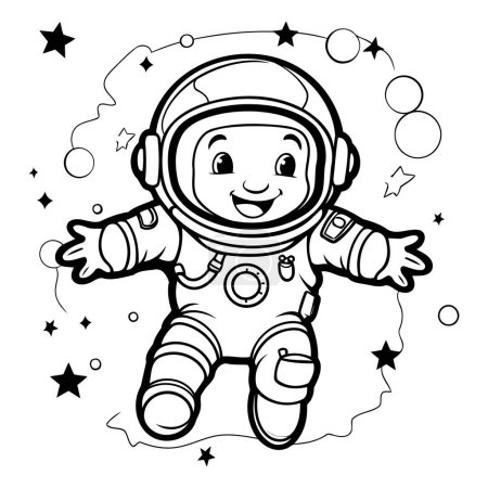 Illustration for Coloring book for children: astronaut in spacesuit. Vector illustration - Royalty Free Image