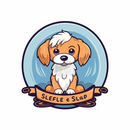 Illustration for Cute cartoon dog. Vector illustration of a dog with a banner. - Royalty Free Image