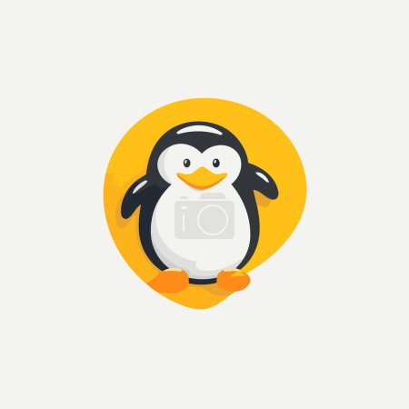 Ilustración de Lindo icono de pingüino. Ilustración vectorial. Estilo de diseño plano. - Imagen libre de derechos