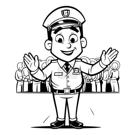 Illustration for Illustration of a Police Officer or Policeman Cartoon Character for Coloring Book - Royalty Free Image