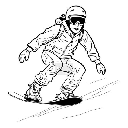 Snowboarder. Deporte de invierno. Ilustración vectorial lista para corte de vinilo.