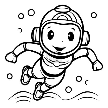 Coloring book for children - Astronaut in the sea. Vector illustration