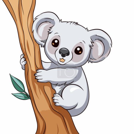 Téléchargez les illustrations : Mignon koala assis sur une branche d'arbre. Illustration vectorielle. - en licence libre de droit