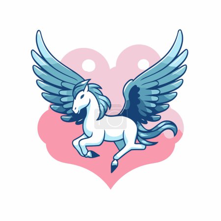 Illustration for Unicorn with wings and heart. Vector illustration for your design - Royalty Free Image