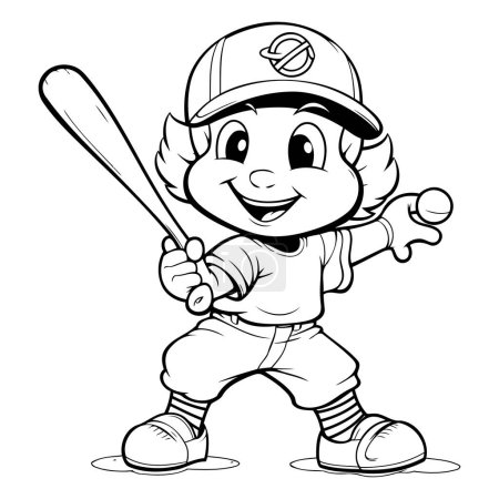 Téléchargez les illustrations : Joueur de baseball Illustration de bande dessinée colorée. isolé sur blanc - en licence libre de droit