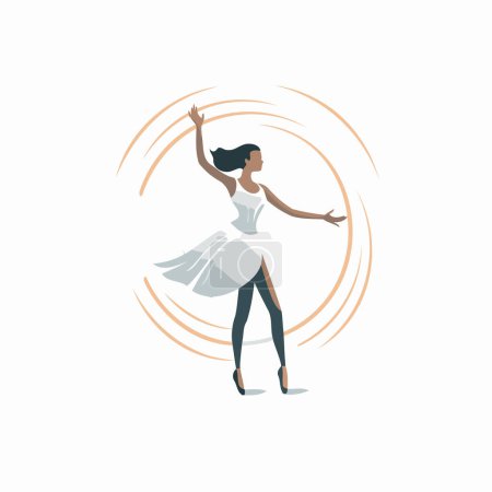 Téléchargez les illustrations : Mignonne ballerine afro-américaine en robe blanche. Illustration vectorielle - en licence libre de droit
