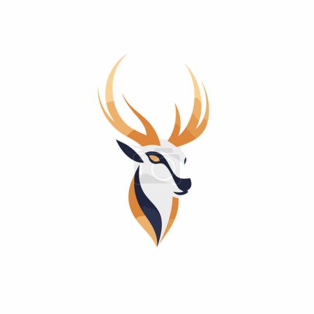 Ilustración de Plantilla de diseño de logotipo de cabeza de ciervo. Ilustración vectorial de cabeza de ciervo. - Imagen libre de derechos